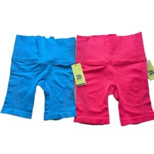 All in Motion Core Biker Shorts XS Lot of 2 Blue & Pink High-Rise 6" NWT